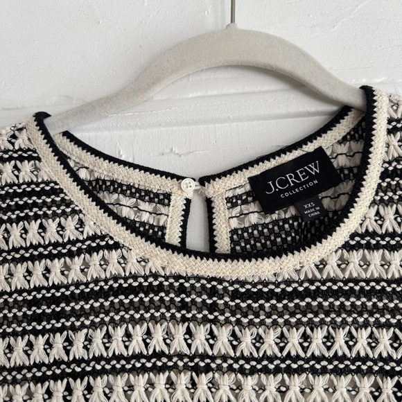J. Crew Black and Cream Striped Crochet Midi Dress - XXS - Picture 3 of 12